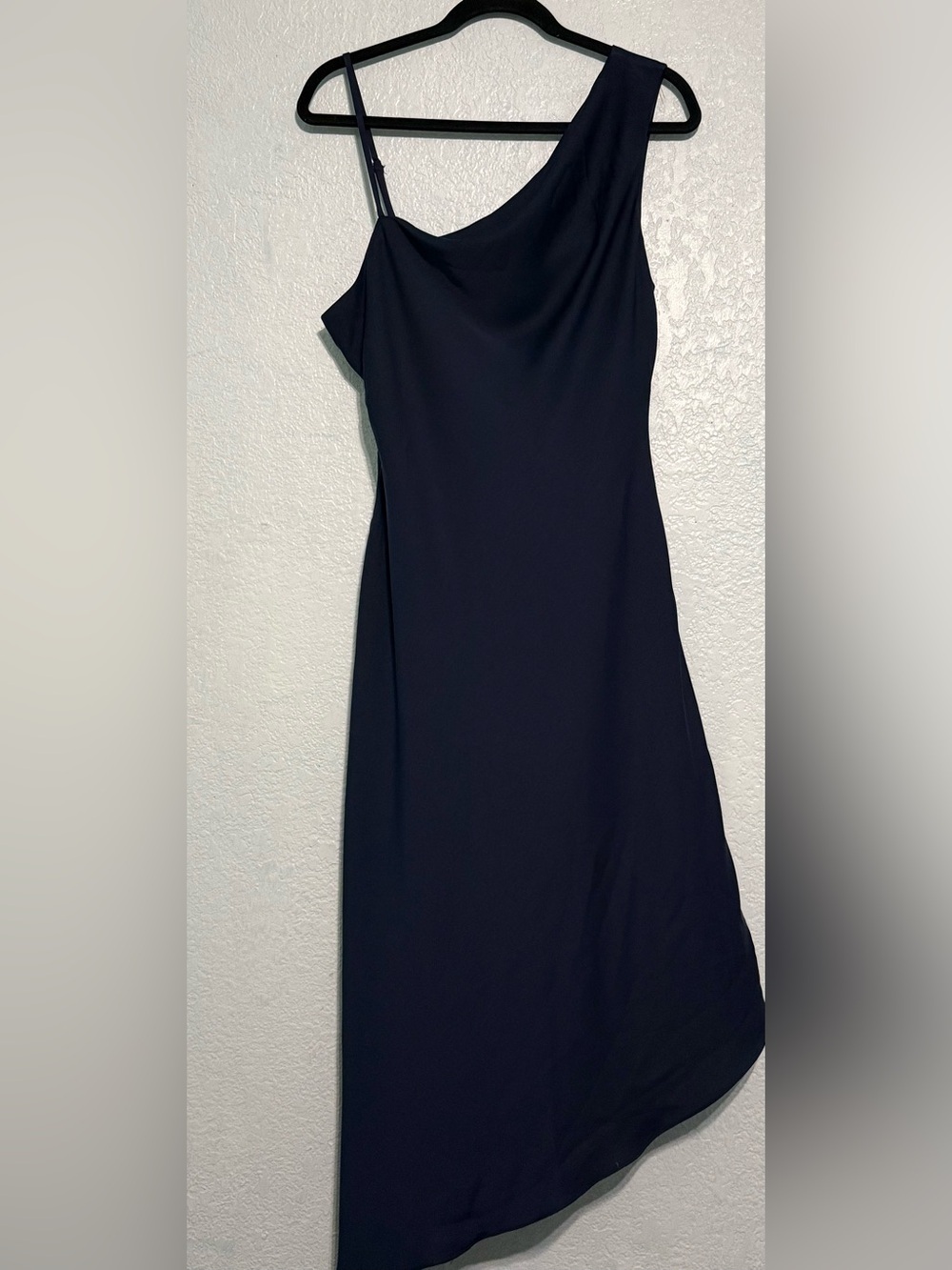 Lulus Navy Blue Asymmetrical One Shoulder Midi Dress Size L - Picture 2 of 6